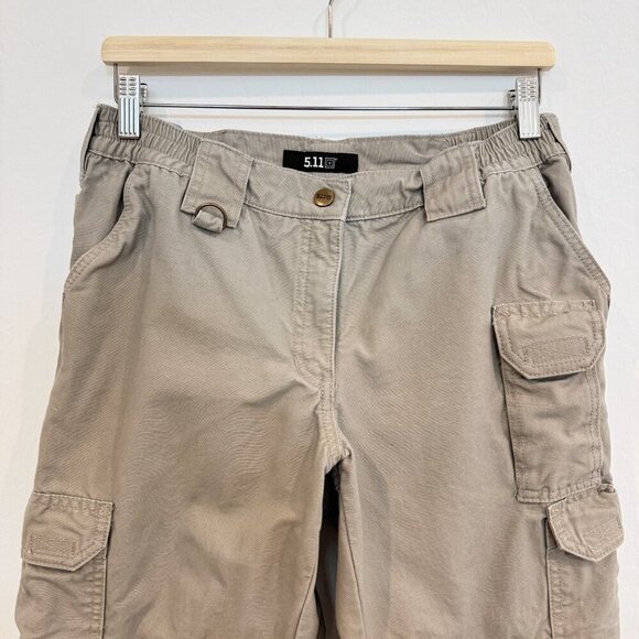 5.11 Tactical Cotton Canvas Cargo Utility Pants Khaki Tan Work Pockets Womens 10 - Picture 3 of 13